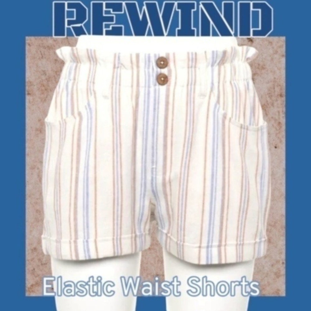 REWIND Junior's Elastic Waist Shorts In Light Blue Khaki